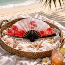 Red Spider Lily Floral Folding Hand Fan