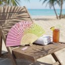 Pink and Green Cherry Blossom Folding Hand Fan